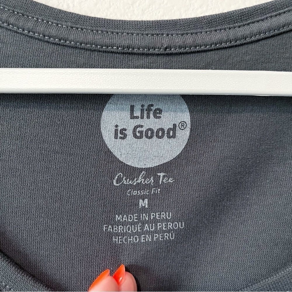 Life Is Good Women’s Medium Elegant Flamingos Crusher Scoop Neck Tee Shirt Gray - Picture 6 of 9
